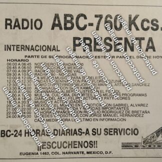 AFICHE RETRO, PROGRAMACION RADIO ABC 760KHZ 1987 /RADIO DIFUSORAS