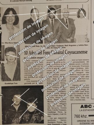 HOJA DE PRENSA RETRO. FORO CULTURAL DE COYOACAN / RAUL ANGIANO 1987