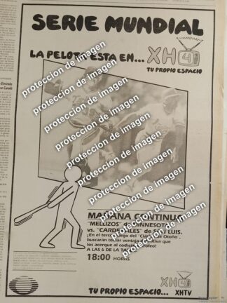CARTEL RETRO. SERIE MUNDIAL BEISBOL 1987 MELLIZOS Vs CADENALES
