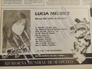 AFICHE RETRO, LUCIA MENDEZ EN FESTIVAL DE CINE ACAPULCO 1987 /ARTISTAS