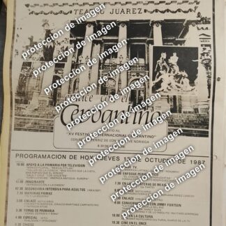 AFICHE RETRO, CANAL 11 Y 15 FESTIVAL INTERNACIONAL CERVANTINO 1987 TEATRO JUAREZ