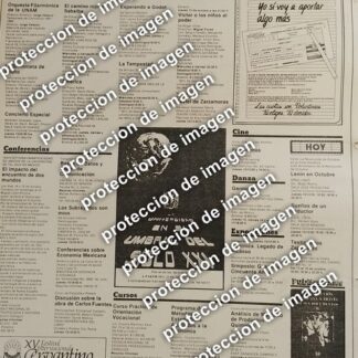 CARTEL PUBLICITARIO VINTAGE, CARTELERA CULTURAL UNAM, LOS UNIVERSITARIOS OCT 1987 /ESCUELAS /2