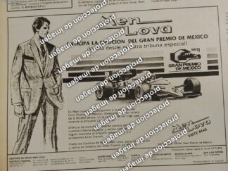 AFICHE PUBLICIDAD RETRO, TIENDAS MEN LOVA Y EL GRAN PREMIO DE MEXICO OCT 1987