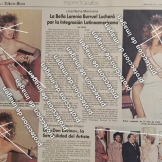 CARTEL ANTIGUO, LORENA BURRUEL, MISS AMERICA LATINA 1987 ENTREVISTA