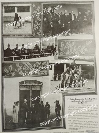 AFICHE ANTIGUO 1911 PRESIDENTE LEON DE LA BARRA VISITA GENDARMERIA DEL EJERCITO /MILITARIA