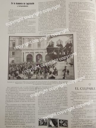 HOJA DE PRENSA ANTIGUA 1911 EL PRESIDENTE EN LA ESCUELA DE MINERIA / ESCUELAS