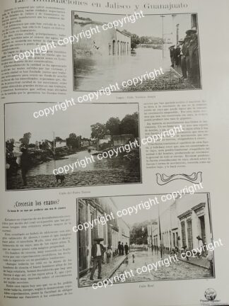 HOJA DE PRENSA ANTIGUA 1911 INUNDACIONES DE JALISCO Y GUANAJUATO /DESASTRES