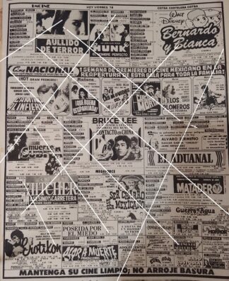 AFICHE CARTELERA DE CINE RETRO 1987 BERNARDO Y BIANCA Y MAS