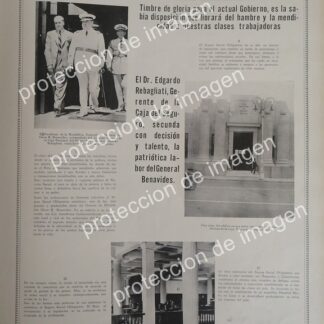 AFICHE ANTIGUO, GENERAL. EDGARDO REBAGLIATI RAYBAUD Y EL SEGURO SOCIAL. 1937, MILITARES DE PERU