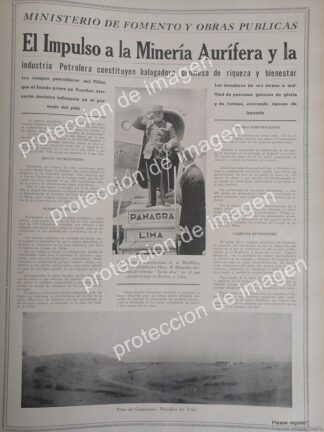 AFICHE ANTIGUO, REFINERIA DE ZORRITOS, PERU 1937