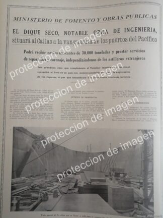 AFICHE ANTIGUO, CONSTRUCCION ASTILLERO DEL CALLAO, PERU 1937