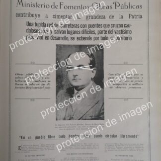 AFICHE ANTIGUO, FEDERICO BASADRE GROHMANN, OBRAS PUBLICAS PERU 1937