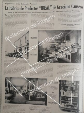 CARTEL ANTIGUO, FABRICA DE DULCES Y PANADERIA LA IDEAL , PERU 1936 DE GRACIANO CANSECO.