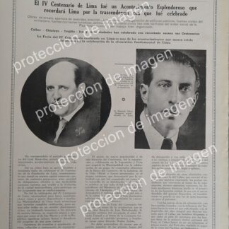 AFICHE ANTIGUO, LUISA GALLO PORRAS /4TO CENTENARIO DE LIMA 1936 PERU