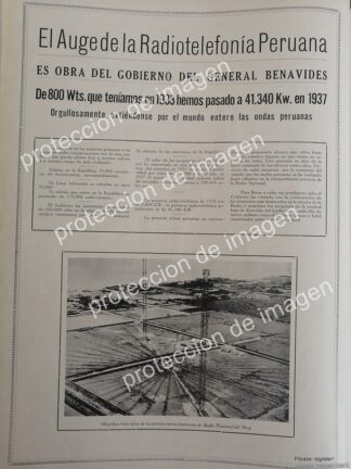 AFICHE ANTIGUO, INAUGURAN RADIO NACIONAL DEL PERU. 1937