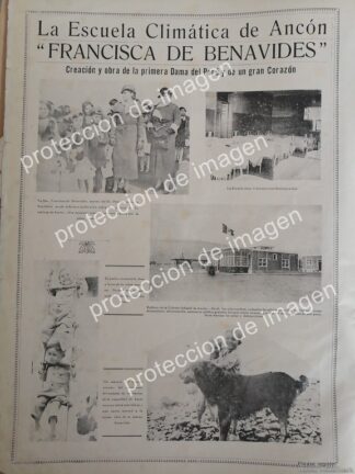AFICHE ANTIGUO, ESCUELA CLIMATICA FRANCISCA DE BENAVIDES. 1936, ANCON, PERU