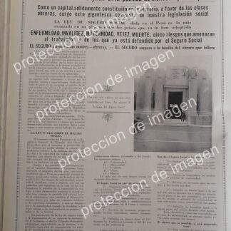 AFICHE ANTIGUO DE PERU, CAJA NACIONAL DEL SEGURO SOCIAL 1937