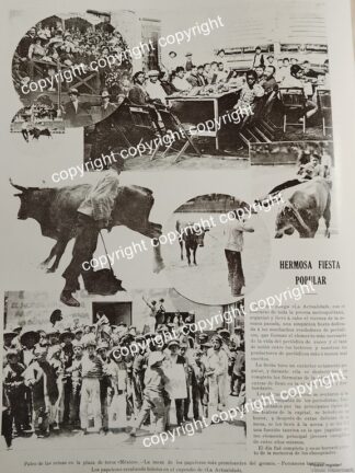 HOJA DE PRENSA ANTIGUA 1911 CORRIDA DE TOROS POPULAR. PLAZA DE TOROS MEXICO / LDM