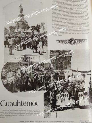 HOJA DE PRENSA ANTIGUA HOMENAJE EN MONUMENTO A CUAUHTEMOC 1911 /LDM