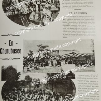 HOJA DE PRENSA ANTIGUA 1911 HOMENAJE EN CHURUBUSCO POR GUERRA DE 1847 /LDM