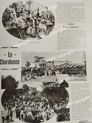HOJA DE PRENSA ANTIGUA 1911 HOMENAJE EN CHURUBUSCO POR GUERRA DE 1847 /LDM