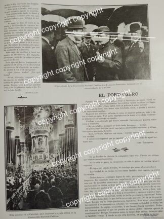 NOTA DE PRENSA ANTIGUA 1911 FRANCISCO SOMELLERA, CONVENCION NACIONAL CATOLICA /RELIGION