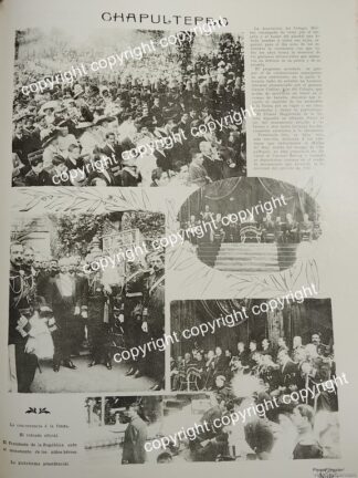 HOJA DE PRENSA ANTIGUA 1911 HOMENAJE EN CHAPULTEPEC / LDM NIÑOS HEROES LDM