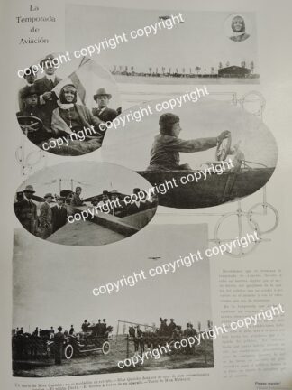 AFICHE ANTIGUO 1911 HARRIET QUIMBY EN EL AERODROMO DE VALBUENA. /AVIACION