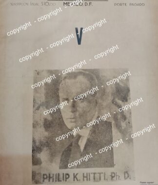 HOJA DE PRENSA ANTIGUA 1942 PHILIP K. HITTI /ESCRITORES / RARO