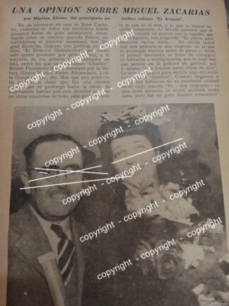 HOJA DE PRENSA ANTIGUA 1941 A MIGUEL ZACARIAS. / ARTISTAS CINE