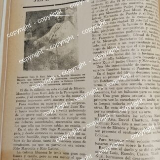 HOJA DE PRENSA ANTIGUA. MUERE MONSEÑOR JUAN B. KURI 1941 /Religion /Sacerdotes