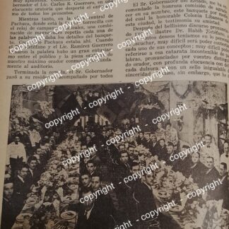 AFICHE ANTIGUO. BANQUETE. COMUNIDAD LIBANESA DE HIDALGO Y GOBERNADOR. RESTAURANT NIAGARA 1941