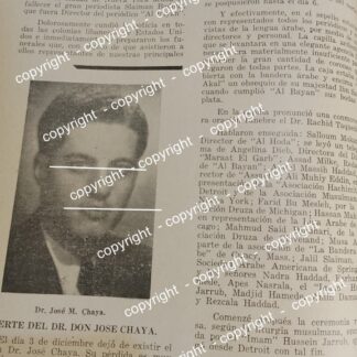 AFICHE ANTIGUO. MUERE EL PERIODISTA JOSE CHAYA SAAB 1941 /PERIODISTAS
