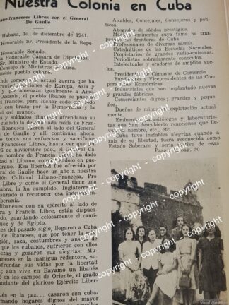 AFICHE ANTIGUO. COLONIA LIBANESA DE CUBA 1941 /ASM