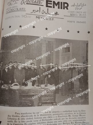 AFICHE ANTIGUO. GEORGE MESSERSMITH Y LA COLONIA LIBANESA 1942