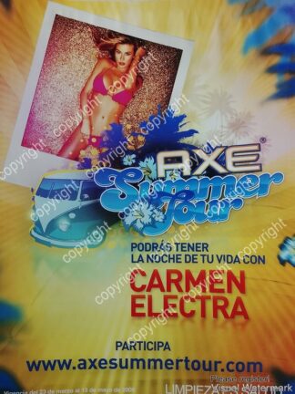 CARTEL PUBLICITARIO RETRO. AXE SUMMER TOUR Y CARMEN ELECTRA 2009