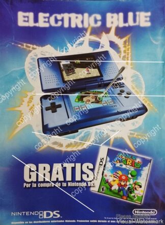 CARTEL PUBLICITARIO RETRO. LANZAN NINTENDO DS ELECTRIC BLUE 2005