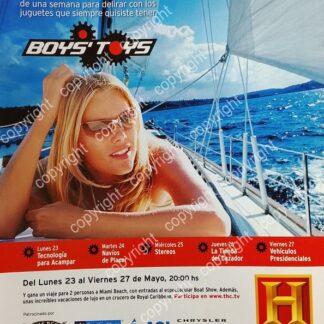 CARTEL PUBLICITARIO RETRO. PROGRAMA BOYS TOYS. HISTORY CHANEL 2005