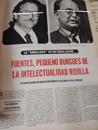AFICHE VINTAGE. IGNACIO CHAVEZ INSULTA A CARLOS FUENTES 1979 /ESCRITORES