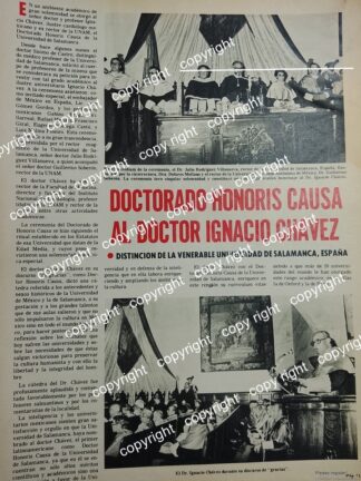AFICHE VINTAGE. DR. IGNACIO CHAVEZ RECIBE DOCTORADO HONORIS CAUSA 1977 / MEDICOS