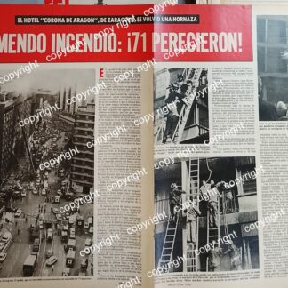 AFICHE RETRO. INCENDIO DEL HOTEL CORONA, ARAGON, ESPAÑA 1979 /CATASTROFES