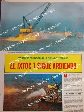 AFICHE RETRO. INCENDIO EN LA PLATAFORMA PETROLERA IXTOC. TABASCO 1979