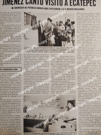 AFICHE RETRO. JORGE JIMENEZ CANTU EN ECATEPEC 1970s /POLITICOS