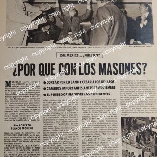 AFICHE RETRO. LOPEZ PORTILLO Y LOS MASONES 1977 LOGIA VALLE DE MEXICO /POLITICOS