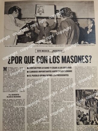 AFICHE RETRO. LOPEZ PORTILLO Y LOS MASONES 1977 LOGIA VALLE DE MEXICO /POLITICOS