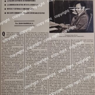 AFICHE RETRO. CLEMENTE SERNA ALVEAR Y NACIONALIZACION DE LA RADIO 1970s