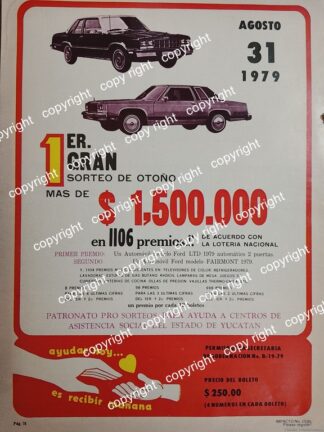 AFICHE RETRO. SORTEO DE CARIDAD DE YUCATAN ( DIF ) 1979 /RARISIMO