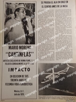AFICHE VINTAGE. CANTINFLAS FELICITA A LA REVISTA IMPACTO 1979