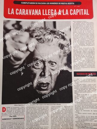 AFICHE VINTAGE. DAVID ALFARO SIQUEIROS APOYA MANIFESTACION DE MINEROS DE NUEVA ROSITA 1979 /PINTORES