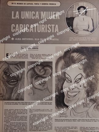 HOJA DE PRENSA RETRO. LA CARICATURISTA ALMA ONTIVEROS 1979